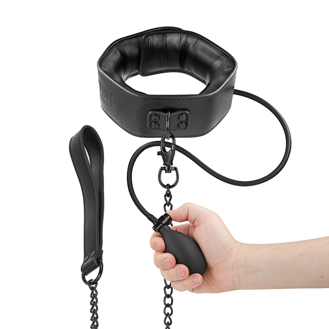 FETISH SUBMISSIVE BONDAGE - COLLIER D'ÉTRANGLEMENT GONFLABLE AVEC CHAÎNE by FETISH SUBMISSIVE EXTREME