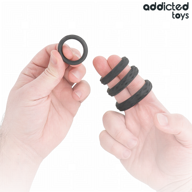 ADDICTED TOYS - ENSEMBLE D'ANNEAUX PÉNIS TEXTURÉS, 4 TAILLES by ADDICTED TOYS