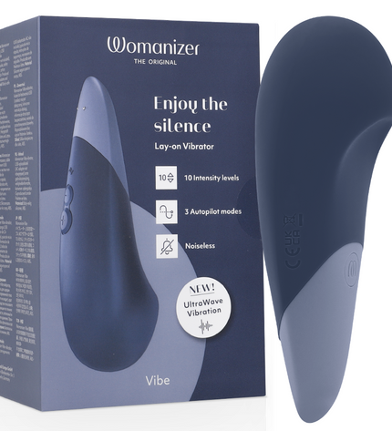 WOMANIZER - VIBE LAY-ON VIBRATEUR SILENCIEUX BLEU FONCÉ by WOMANIZER