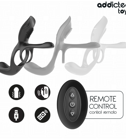 ADDICTED TOYS - ANNEAU DOUBLE PÉNIS AVEC STIMULATEUR CLITORIAL by ADDICTED TOYS