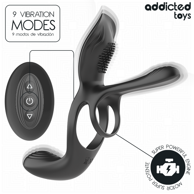 ADDICTED TOYS - ANNEAU DOUBLE PÉNIS AVEC STIMULATEUR CLITORIAL by ADDICTED TOYS