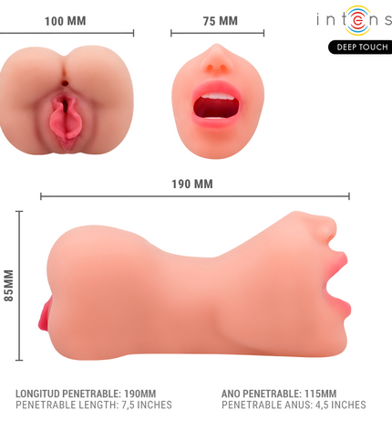 INTENSE DEEP TOUCH - MASTURBATEUR À DOUBLE BOUCHE ET VAGIN RILEY by INTENSE BODIES & MASTURBATORS