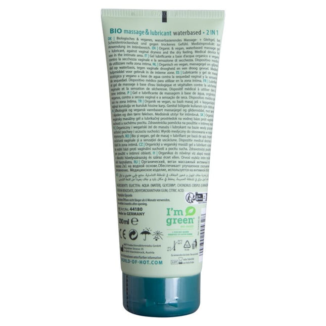 HOT - BIO MASSAGE ET LUBRIFIANT À BASE D'EAU 2 EN 1 200 ML by HOT