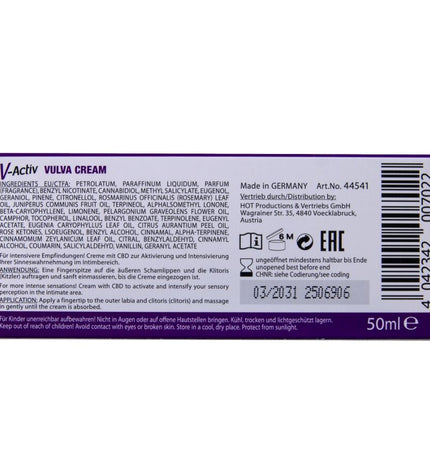 CHAUD - GANT DE CRÈME VULVAIRE CBD 50ML by HOT