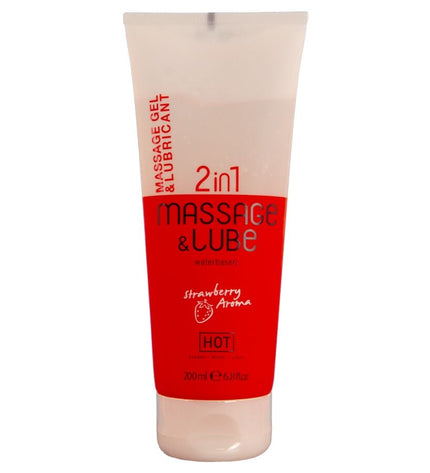 HOT - GEL DE MASSAGE ET DE GLISSE 2 EN 1 À LA FRAISE 200 ML by HOT