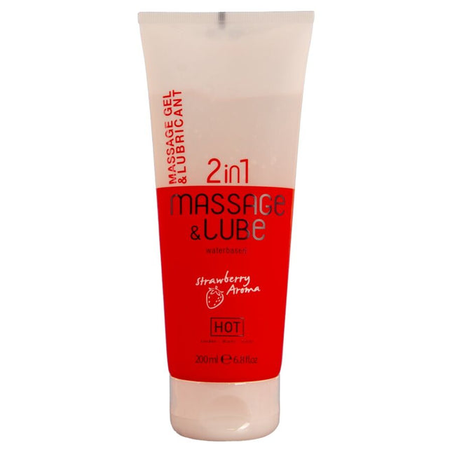 HOT - GEL DE MASSAGE ET DE GLISSE 2 EN 1 À LA FRAISE 200 ML by HOT