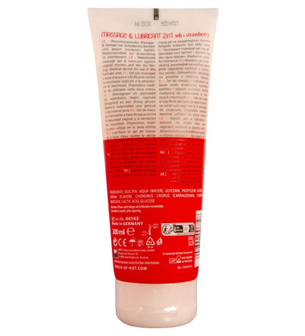 HOT - GEL DE MASSAGE ET DE GLISSE 2 EN 1 À LA FRAISE 200 ML by HOT