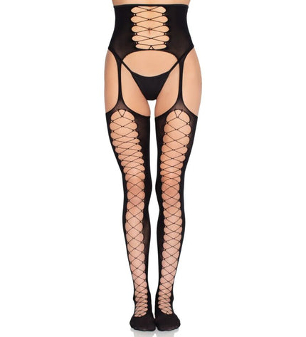 LEG AVENUE - 1968 BAS AVEC PORTE-JARRETELLES INTÉGRÉ NOIR - TAILLE UNIQUE by LEG AVENUE HOSIERY