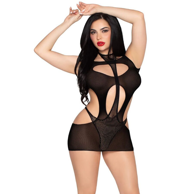 LEG AVENUE - 81680 ROBE MINI OPAQUE ET DÉBARDEUR DOS NU NOIR - TAILLE UNIQUE by LEG AVENUE DRESSES
