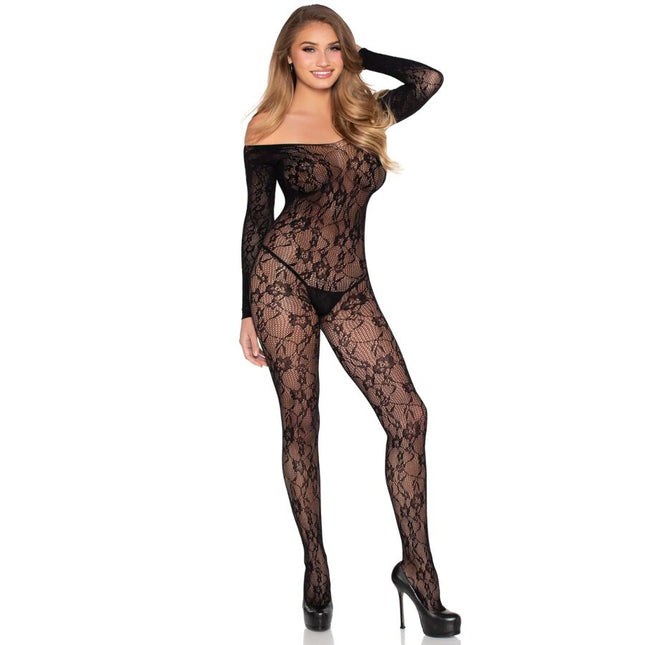 LEG AVENUE - 89366 LINGERIE EN DENTELLE BODYSTOCKING NOIR - TAILLE UNIQUE by LEG AVENUE BODYSTOCKINGS