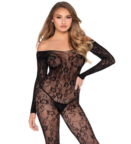 LEG AVENUE - 89366 LINGERIE EN DENTELLE BODYSTOCKING NOIR - TAILLE UNIQUE by LEG AVENUE BODYSTOCKINGS