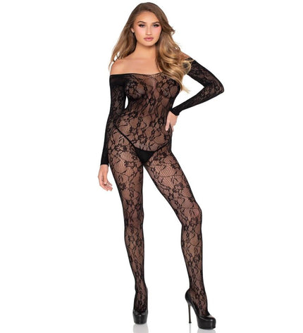 LEG AVENUE - 89366 LINGERIE EN DENTELLE BODYSTOCKING NOIR - TAILLE UNIQUE by LEG AVENUE BODYSTOCKINGS