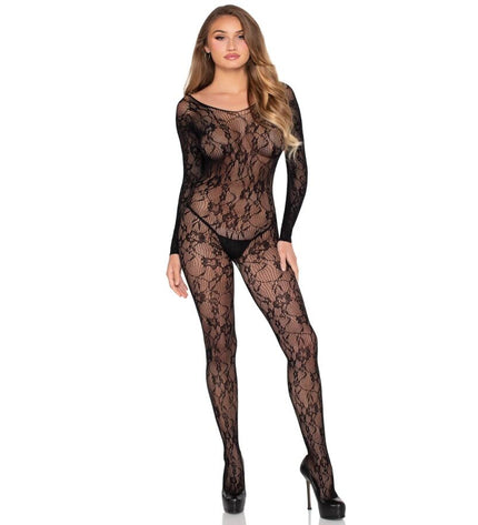 LEG AVENUE - 89366 LINGERIE EN DENTELLE BODYSTOCKING NOIR - TAILLE UNIQUE by LEG AVENUE BODYSTOCKINGS