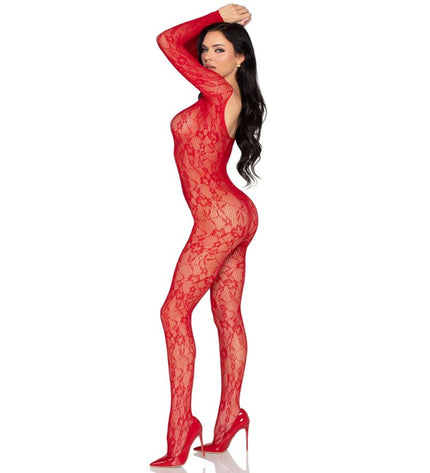 LEG AVENUE - 89366 LINGERIE EN DENTELLE BODYSTOCKING ROUGE - TAILLE UNIQUE by LEG AVENUE BODYSTOCKINGS