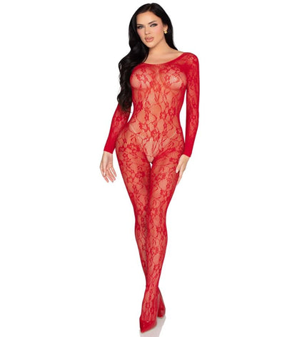 LEG AVENUE - 89366 LINGERIE EN DENTELLE BODYSTOCKING ROUGE - TAILLE UNIQUE by LEG AVENUE BODYSTOCKINGS