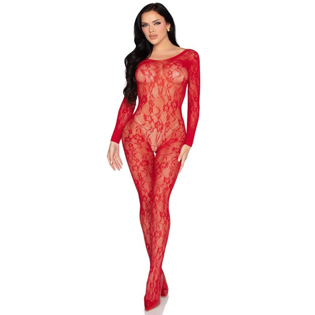 LEG AVENUE - 89366 LINGERIE EN DENTELLE BODYSTOCKING ROUGE - TAILLE UNIQUE by LEG AVENUE BODYSTOCKINGS