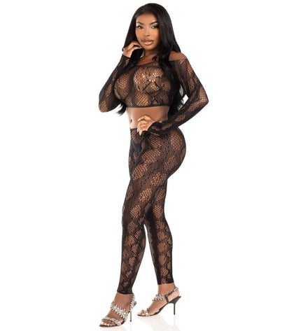 LEG AVENUE - 89373 HAUT COURT EN PYTHON ET COLLANTS SANS PIEDS NOIRS - TAILLE UNIQUE by LEG AVENUE SETS