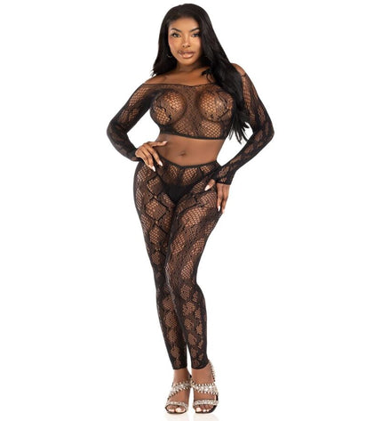 LEG AVENUE - 89373 HAUT COURT EN PYTHON ET COLLANTS SANS PIEDS NOIRS - TAILLE UNIQUE by LEG AVENUE SETS