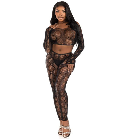 LEG AVENUE - 89373 HAUT COURT EN PYTHON ET COLLANTS SANS PIEDS NOIRS - TAILLE UNIQUE by LEG AVENUE SETS