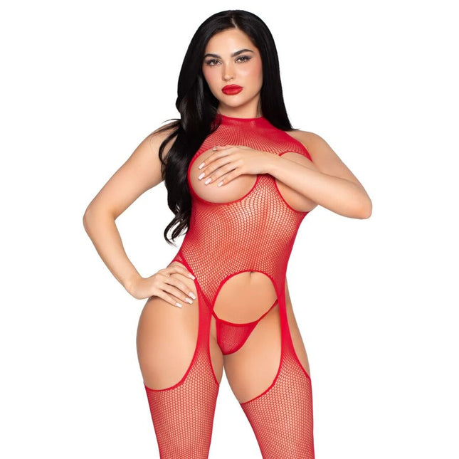 LEG AVENUE - 89374 BODYSTOCKING ET CULOTTE ROUGES SANS COUVERCLE - TAILLE UNIQUE by LEG AVENUE BODYSTOCKINGS
