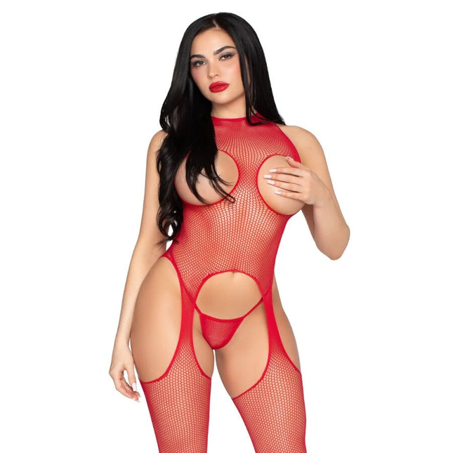 LEG AVENUE - 89374 BODYSTOCKING ET CULOTTE ROUGES SANS COUVERCLE - TAILLE UNIQUE by LEG AVENUE BODYSTOCKINGS