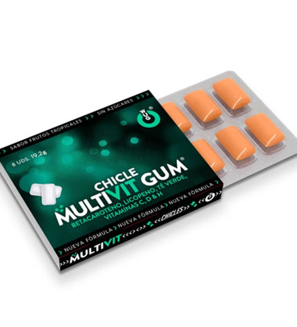 WUG GUM - MULTIVIT VITAMINES C, H, D, BÊTA-CAROTÈNE, LYCOPÈNE ET THÉ VERT 1 X 8 UNITÉS by WUG GUM