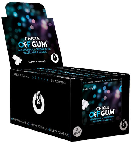 WUG GUM - OFF À BASE DE VALÉRIANE, DE TRYPTOPHANE, DE MÉLISSE ET DE MÉLATONINE | PRÉSENTOIR 12 X 8 UNITÉS by WUG GUM