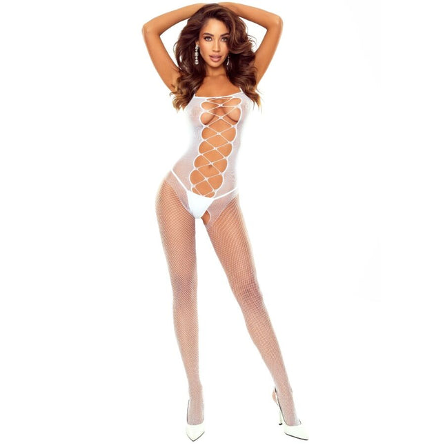 PASSION - BS124 BODYSTOCKING BLANC À LACETS by PASSION WOMAN BODYSTOCKINGS