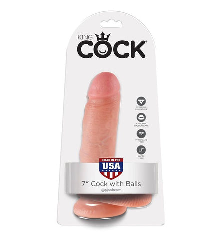KING COCK - 7 CHAIR DE GODE AVEC BOULES 17.8 CM - Concombre Boutique