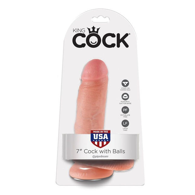 KING COCK - 7 CHAIR DE GODE AVEC BOULES 17.8 CM - Concombre Boutique