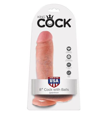 KING COCK - 8 CHAIR DE GODE AVEC BOULES 20.3 CM - Concombre Boutique
