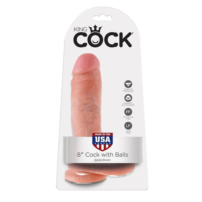 KING COCK - 8 CHAIR DE GODE AVEC BOULES 20.3 CM - Concombre Boutique