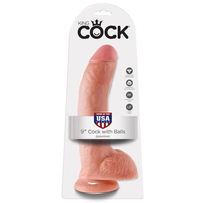 KING COCK - 9 CHAIR DE GODE AVEC BOULES 22.9 CM - Concombre Boutique