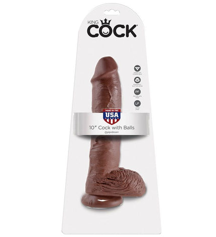 KING COCK - 10 GODE MARRON AVEC BOULES 25.4 CM - Concombre Boutique