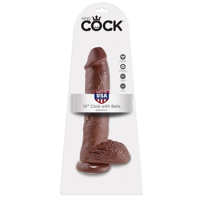 KING COCK - 10 GODE MARRON AVEC BOULES 25.4 CM - Concombre Boutique