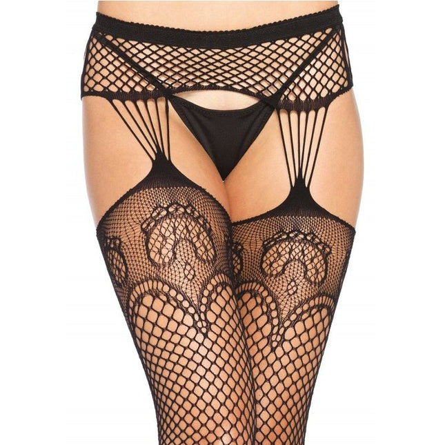 LEG AVENUE - BAS RÉSILLE AVEC LIGNES JARRATIÈREs - Concombre Boutique