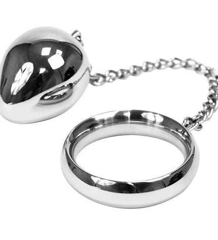 METAL HARD - ANNEAU PÉNIEN 40MM + CHAÎNE AVEC BILLE MÉTALLIQUE - Concombre Boutique