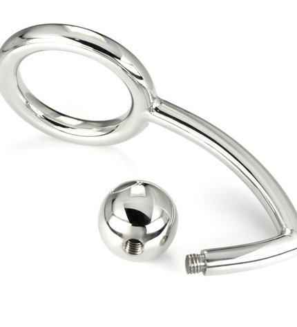 METAL HARD - ANNEAU COCK RING AVEC CROCHET INTRUS ANAL 45MM - Concombre Boutique