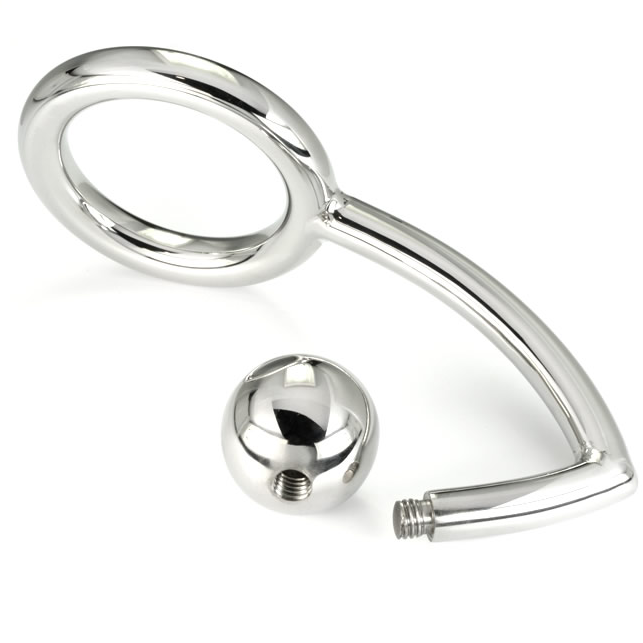 METAL HARD - ANNEAU COCK RING AVEC CROCHET INTRUS ANAL 45MM - Concombre Boutique