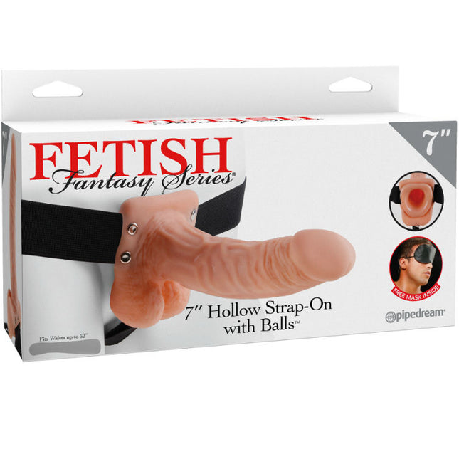 FETISH FANTASY SERIES - 7 STRAP-ON CREUX AVEC BILLES 17,8CM CHAIR - Concombre Boutique