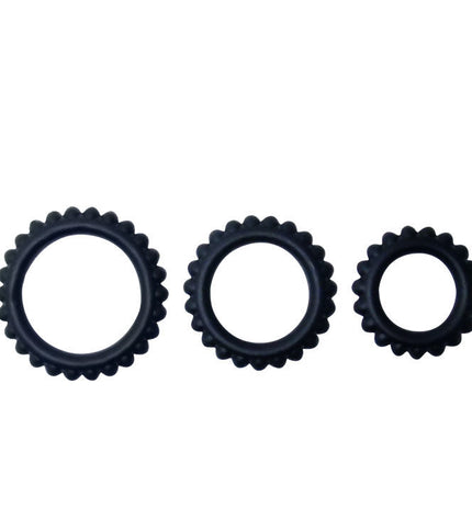 BAILE - TITAN SET 3 PCS COCK RING NOIR 2.8 + 2.4 + 1.9 CM - Concombre Boutique