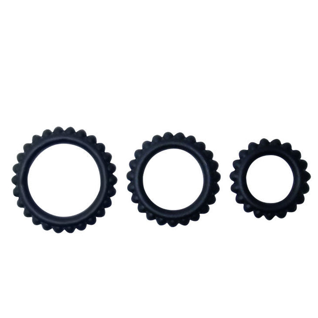 BAILE - TITAN SET 3 PCS COCK RING NOIR 2.8 + 2.4 + 1.9 CM - Concombre Boutique