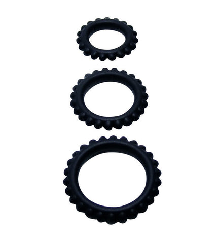 BAILE - TITAN SET 3 PCS COCK RING NOIR 2.8 + 2.4 + 1.9 CM - Concombre Boutique