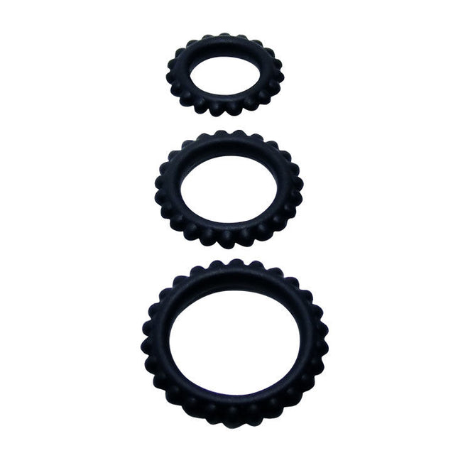 BAILE - TITAN SET 3 PCS COCK RING NOIR 2.8 + 2.4 + 1.9 CM - Concombre Boutique