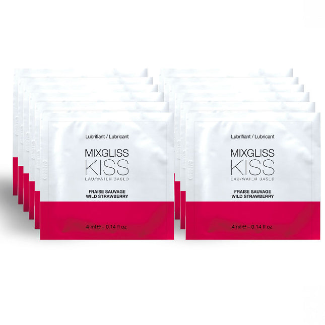 MIXGLISS - LUBRIFIANT BASE D'EAU SAVEUR FRAISE 12 UNIDOSE 4 ML - Concombre Boutique