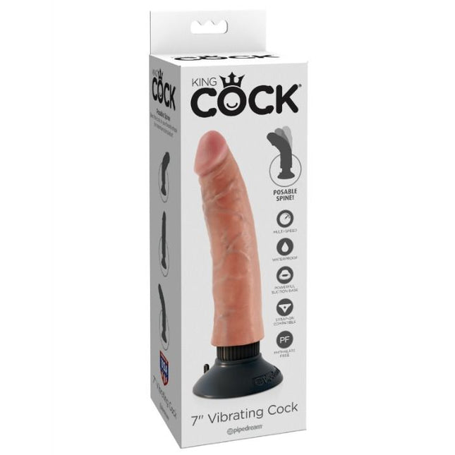 KING COCK - GODE VIBRATEUR 17.78 CM NATUREL - Concombre Boutique