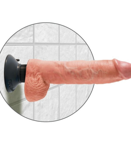KING COCK - GODE VIBRANT AVEC TESTICULES 25.5 CM COULEUR NATURELLE - Concombre Boutique