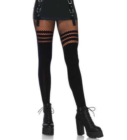 LEG AVENUE - PANTYHOUSE  RAYURES FISNHET - Concombre Boutique