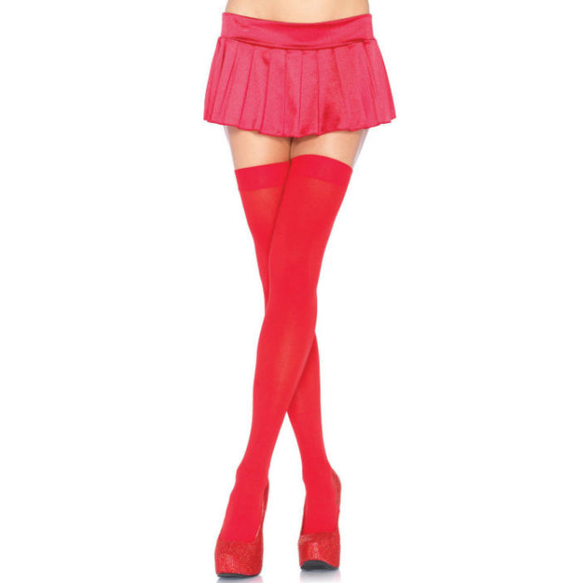 LEG AVENUE - CUISSES HAUTES EN NYLON ROUGE - Concombre Boutique