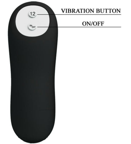 PRETTY LOVE - PLUG ANAL EN SILICONE FORME PÉNIS ET 12 MODES DE VIBRATION NOIR - Concombre Boutique